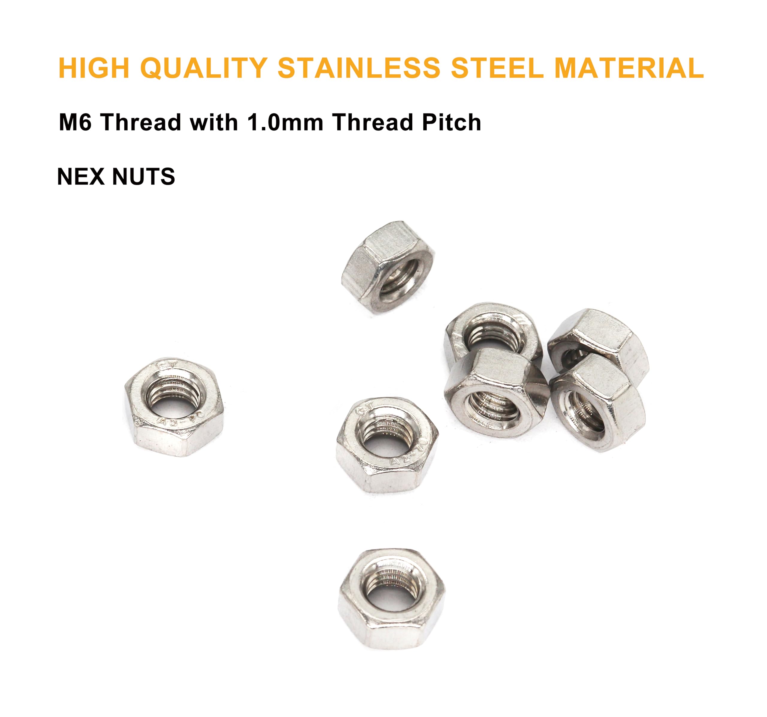 Amazon.com: binifiMux M6 Stainless Steel Hex Nuts, Silver, Pack of